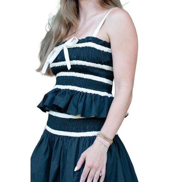 NEW AUREUM hazel smocked mini skirt set in black - Picture 4 of 5